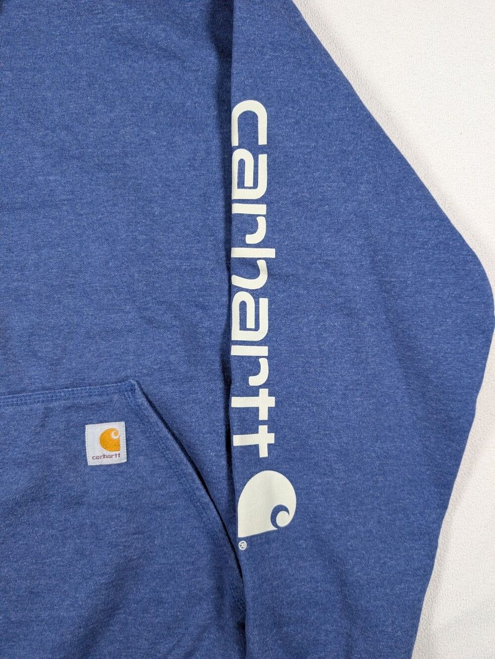 Carhartt Hoodie Sweatshirt Mens Large Blue Loose Fit Fleece Pullover K288 - Picture 6 of 9